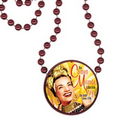 Round Mardi Gras Beads with Inline Medallion - Burgundy
